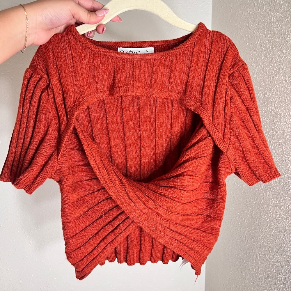 Knitted orange crop top